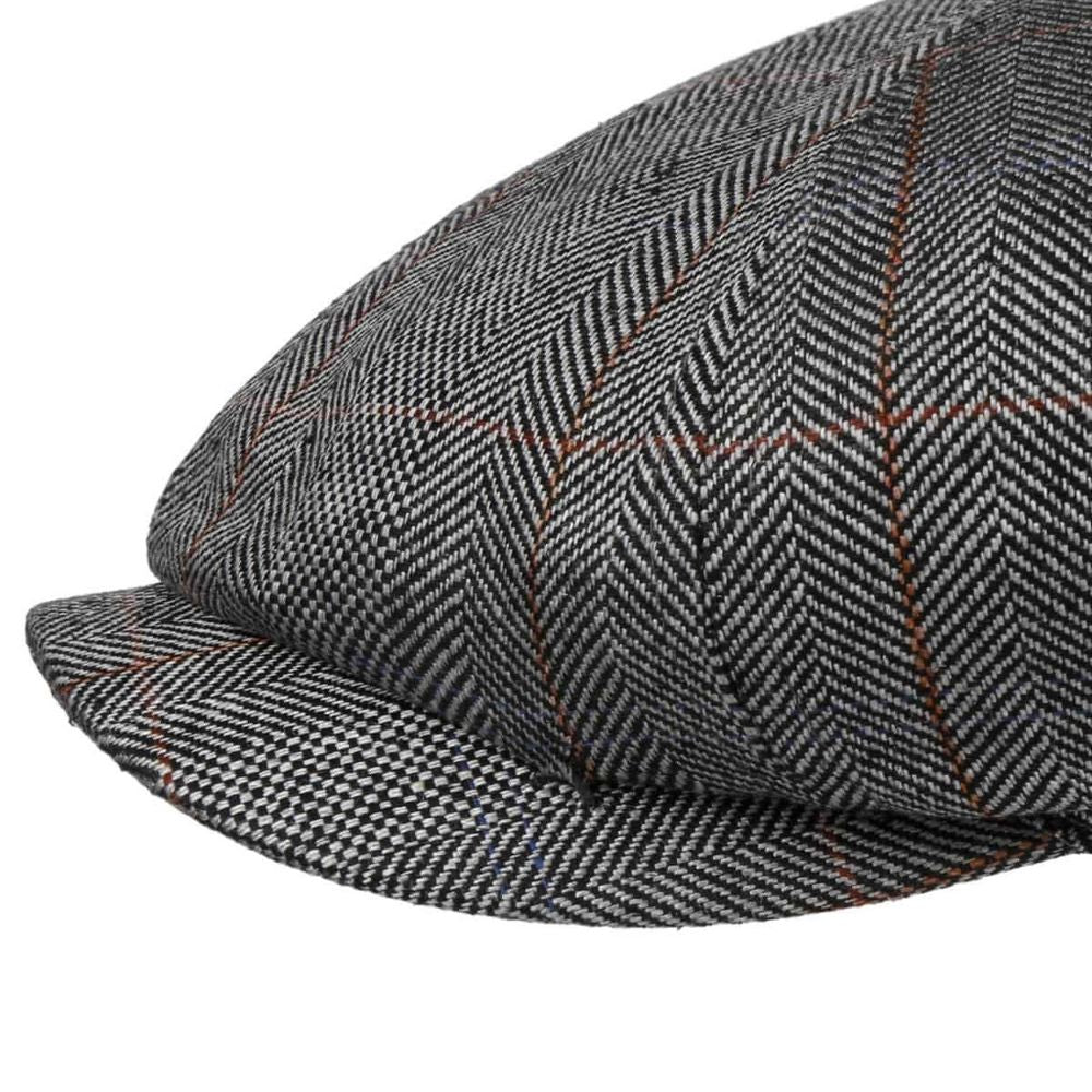 Stetson Hatteras Silke Flat Cap - Black Herringbone - Flat Cap fra Stetson hos The Prince Webshop