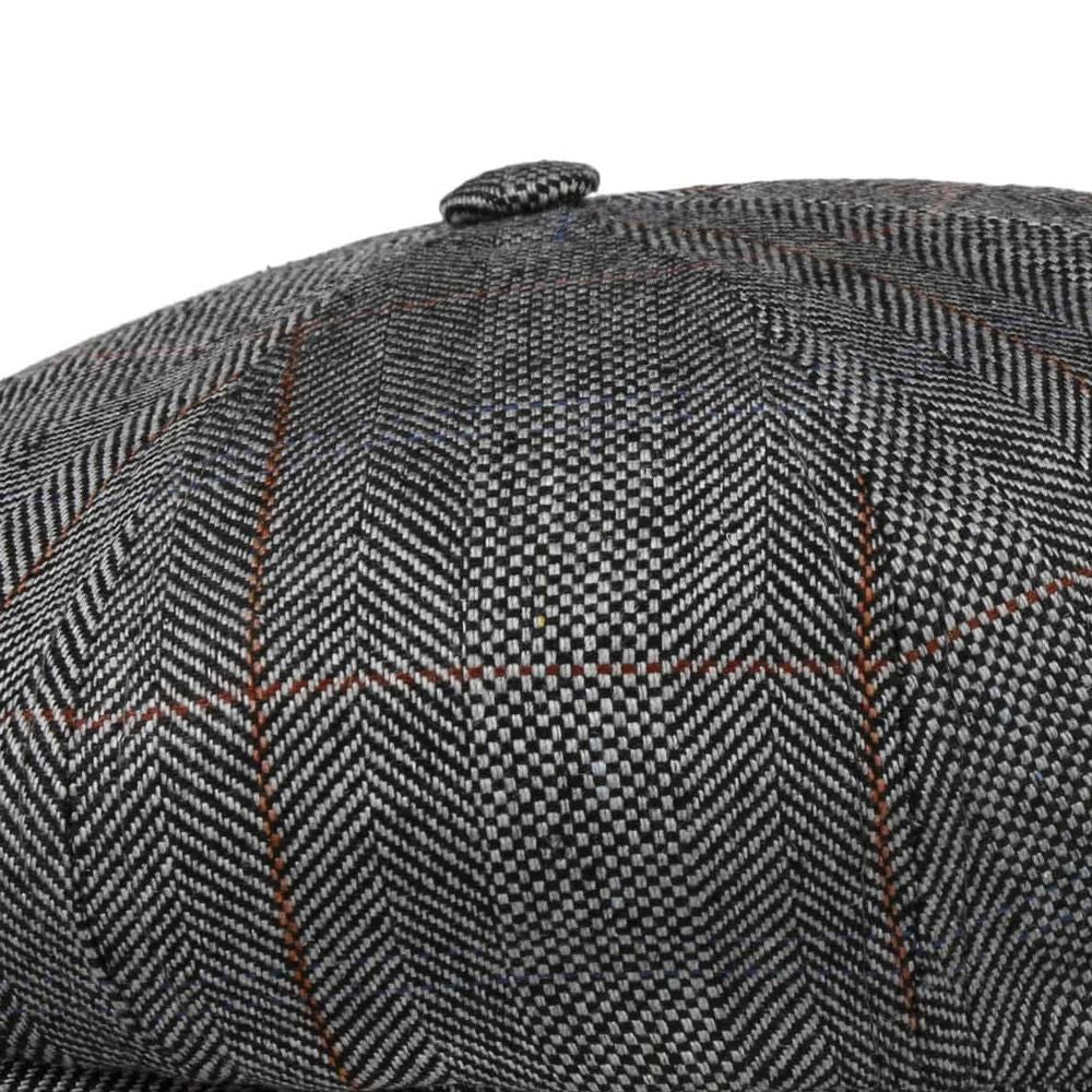 Stetson Hatteras Silke Flat Cap - Black Herringbone - Flat Cap fra Stetson hos The Prince Webshop