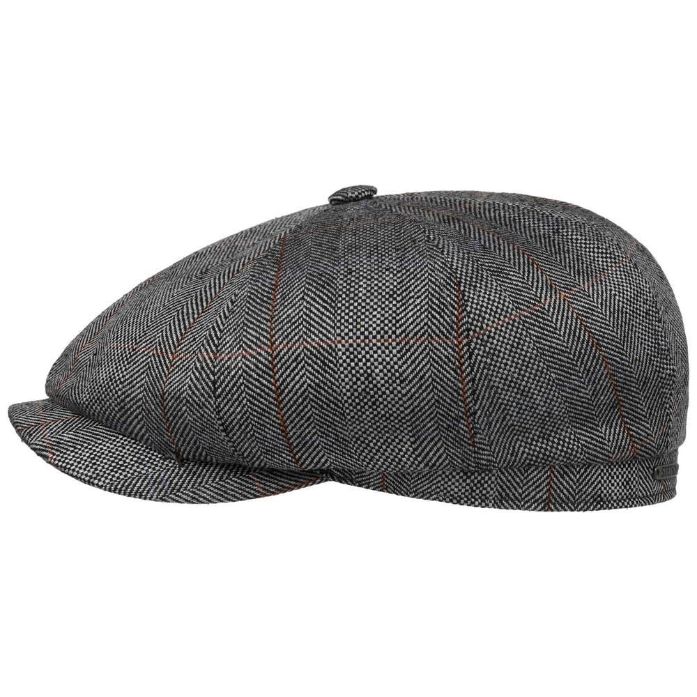 Stetson Hatteras Silke Flat Cap - Black Herringbone - Flat Cap fra Stetson hos The Prince Webshop