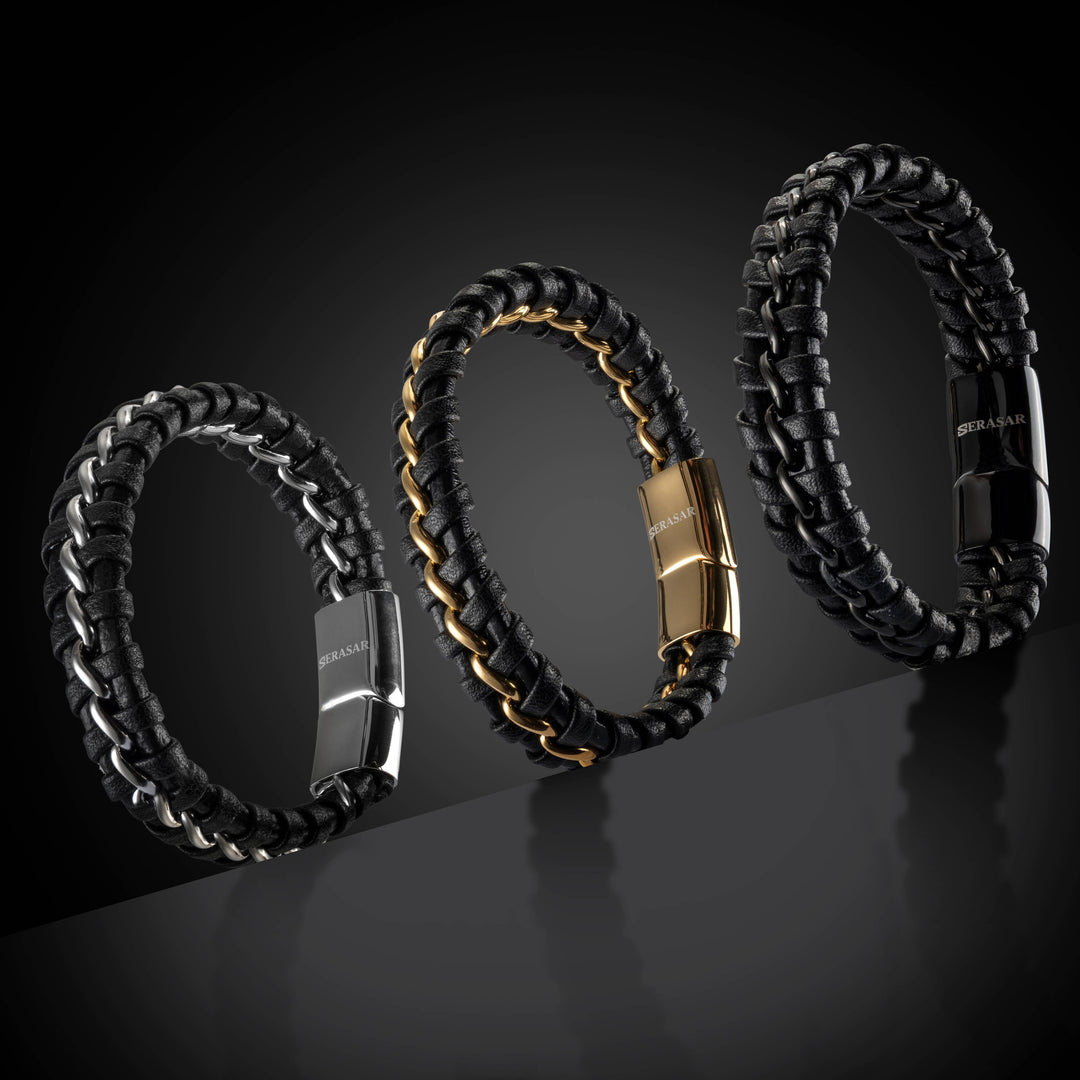 Læder Armbånd “Joy” - Sort/Sølv Okselæder - Armbånd fra SERASAR hos The Prince Webshop