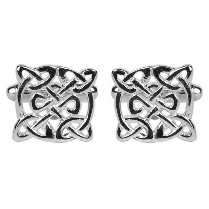 Celtic Round Rhodium Plated Cufflinks - UK Cufflinks - Cufflinks from the David Aster Collection at The Prince Webshop
