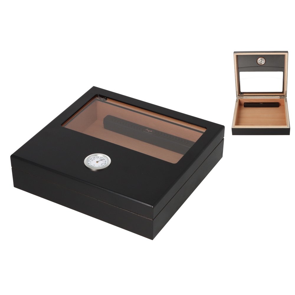 Angelo Premium Cigar Humidor in Black Wood - Cigar Humidor from Angelo at The Prince Webshop