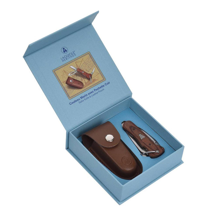 LAGUIOLE HERITAGE Sailing Folding Knife with Brown Leather Case - Pocket knife from LAGUIOLE HERITAGE at The Prince Webshop