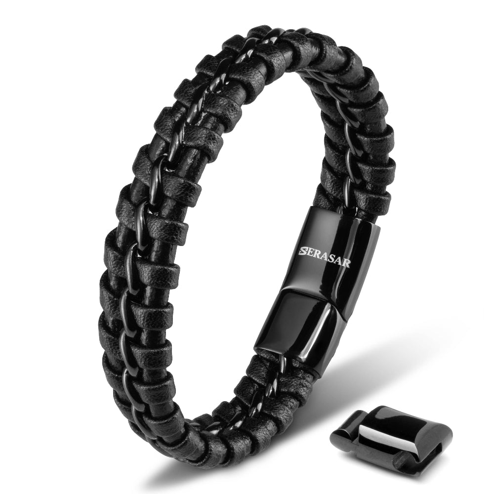 Læder Armbånd “Joy” - Sort Okselæder - Armbånd fra SERASAR hos The Prince Webshop