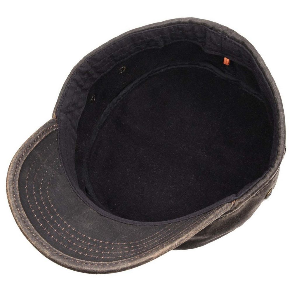 Stetson Oilskin Look Stetson Army Cap with Lining - Brown - Army Cap from Stetson at The Prince Webshop
