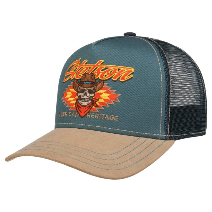 Stetson Trucker Cap Cowboy Skull Green/Beige