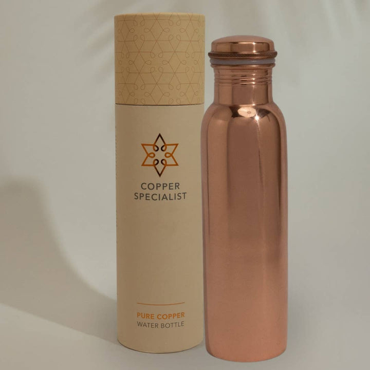 Ren kobber vandflaske glat poleret ± 950 ml (tung) - Drikke Flaske fra Ayurveda Specialist B.V. hos The Prince Webshop
