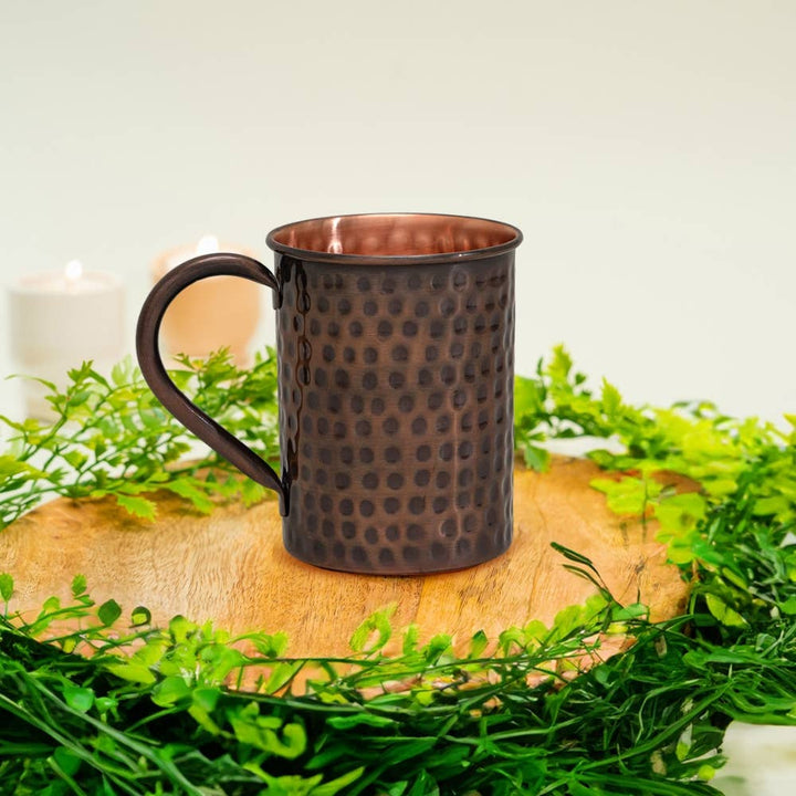 Mule copper mug with brass handle, hammered antique - 400 ml - Mule Mugs from Ayurveda Specialist B.V. at The Prince Webshop