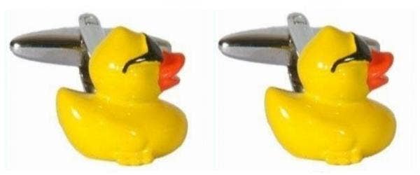 Yellow Rubber Duck Rhodium Plated Cufflinks - Cufflinks from the David Aster Collection at The Prince Webshop