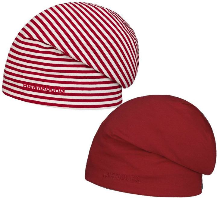 HAMMABURG Long Beanie Reversible Jersey Red/Striped - Beanie from Hammaburg at The Prince Webshop