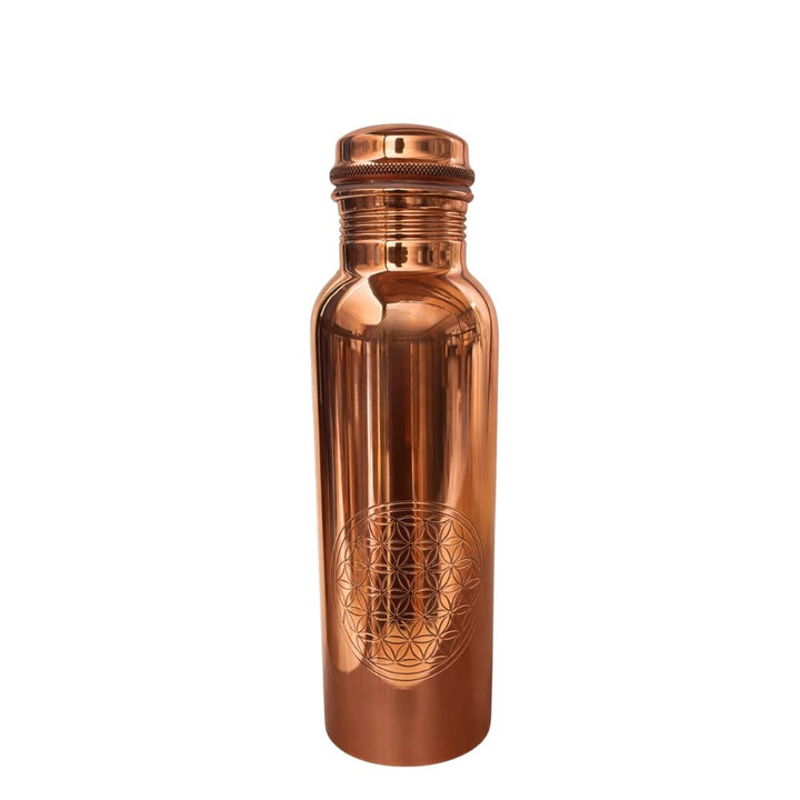Ren poleret kobberflaske "Flower of Life" 850 ml