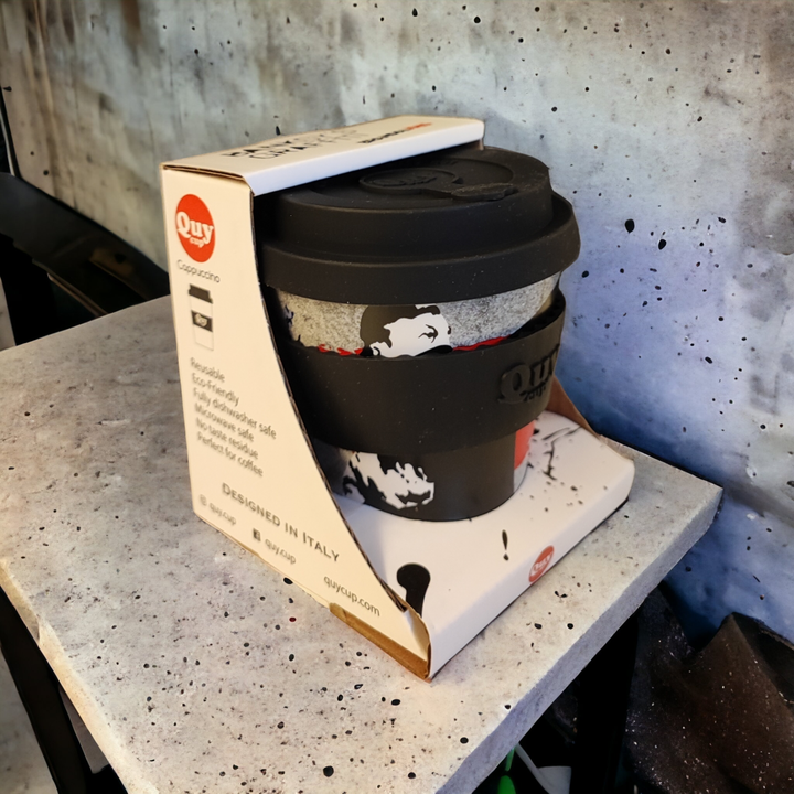 Banksy Travel Cup in RPET 230 ml - The Flower Thrower - Mug from URBAN.ITY at The Prince Webshop
