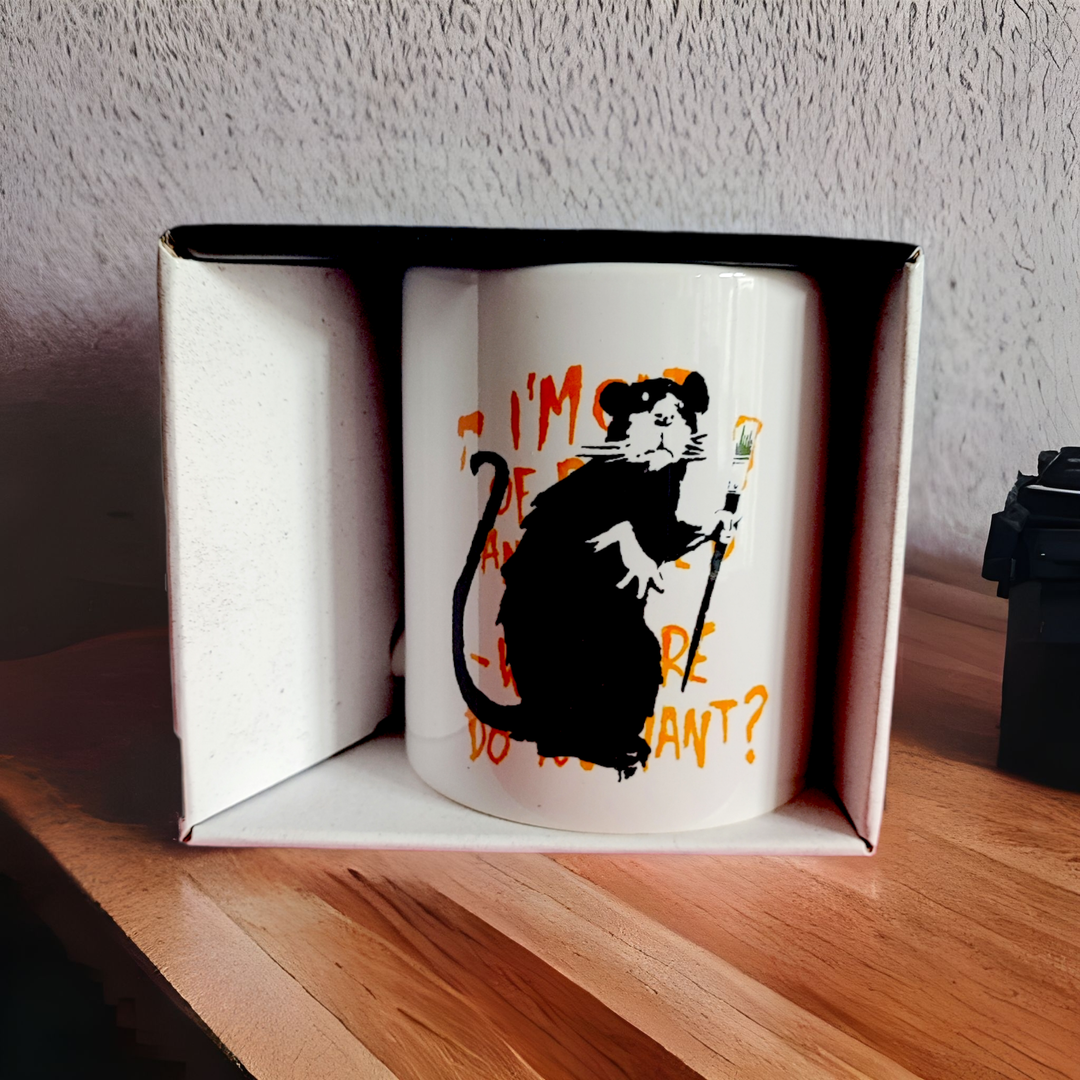 Banksy Ceramic Mug 325ml - I'm Out of Bed - Mug from URBAN.ITY at The Prince Webshop