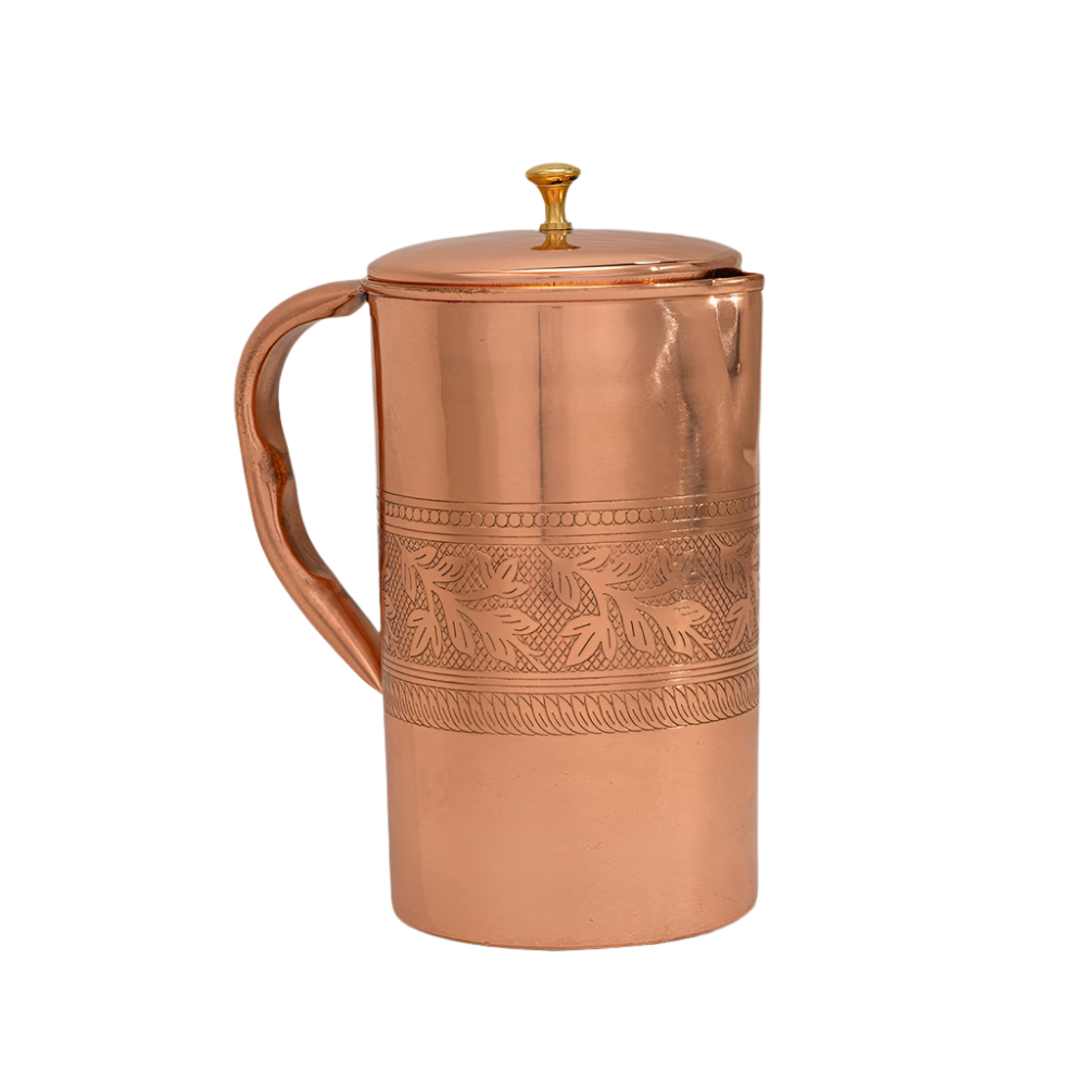 Ren kobberkande med blomstermønster og låg - 1,5 liter - Bartender Gear fra Ayurveda Specialist B.V. hos The Prince Webshop