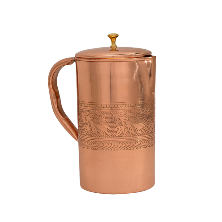 Pure Copper Jug Flower Pattern - 1.5 liter - Bartender Gear from Ayurveda Specialist B.V. at The Prince Webshop