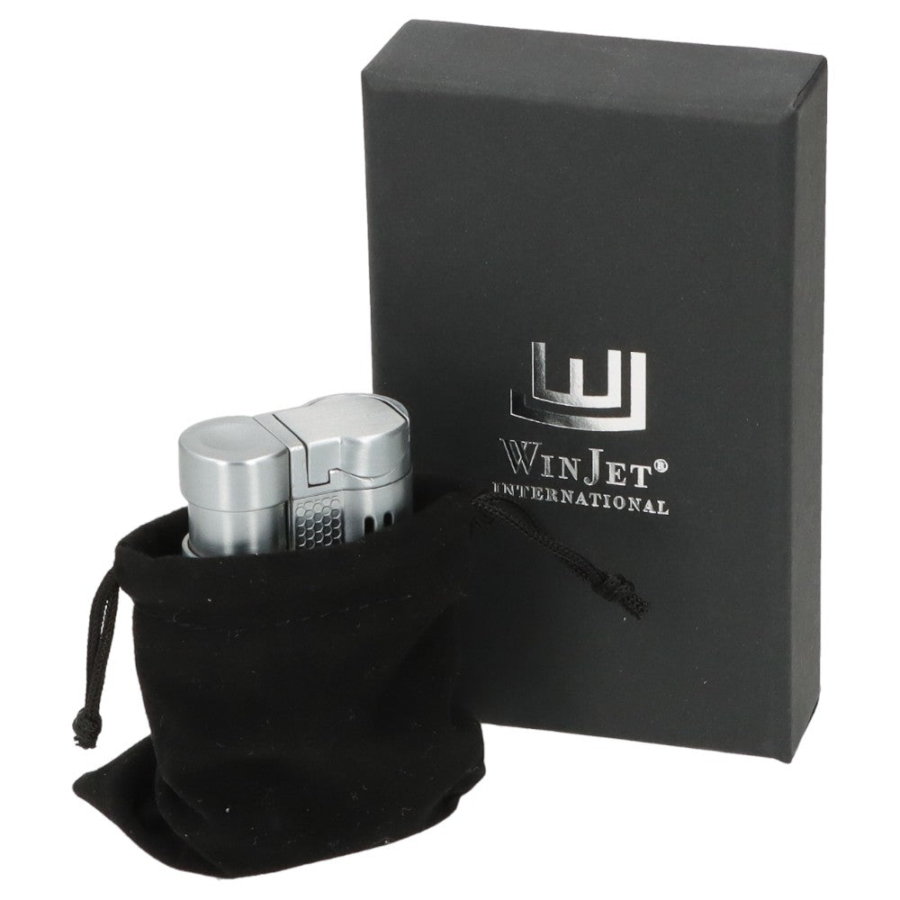 Winjet Carlton 3XJet Cigar Lighter Silver with Drill - Lighter from Winjet at The Prince Webshop