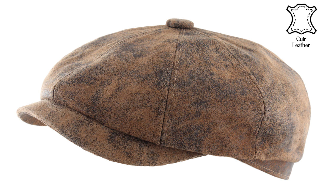 Fletchet 8-panels Læderkasket - model 1Hs108 - Flat Cap fra M BY FLECHET hos The Prince Webshop