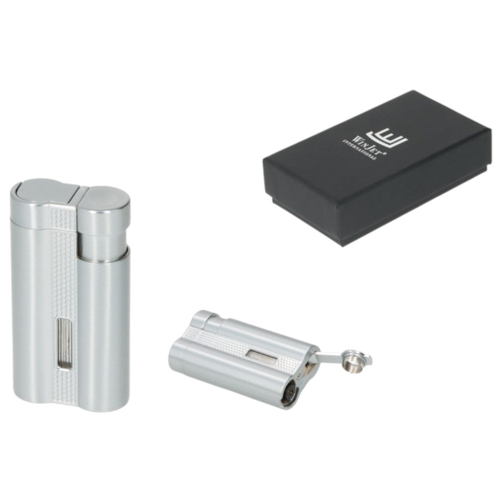 Winjet Carlton 3XJet Cigar Lighter Silver with Drill - Lighter from Winjet at The Prince Webshop