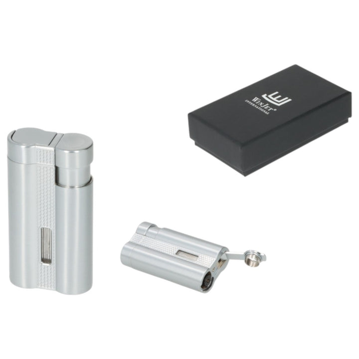 Winjet Carlton 3XJet Cigar Lighter Silver with Drill - Lighter from Winjet at The Prince Webshop