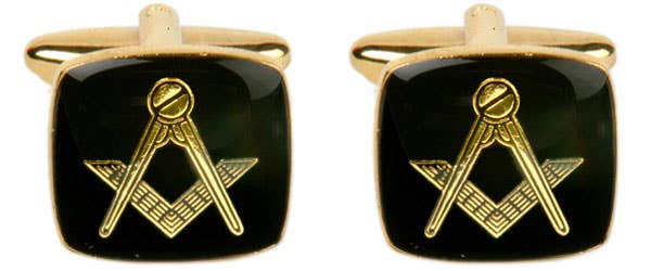 Masonic Cushion Black Enamel Cufflinks - Cufflinks from the David Aster Collection at The Prince Webshop
