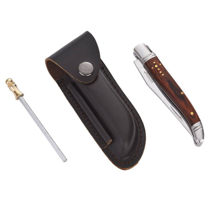 LAGUIOLE HERITAGE folding knife with sharpener and leather case - Pocket knife from LAGUIOLE HERITAGE at The Prince Webshop