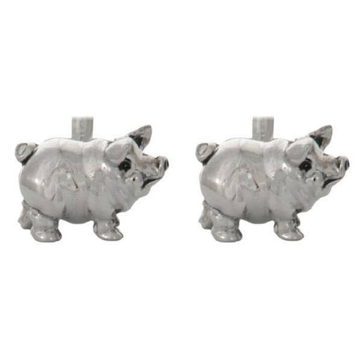 Pig 3D Rhodium Plated Cufflinks - UK Cufflinks - Cufflinks from the David Aster Collection at The Prince Webshop