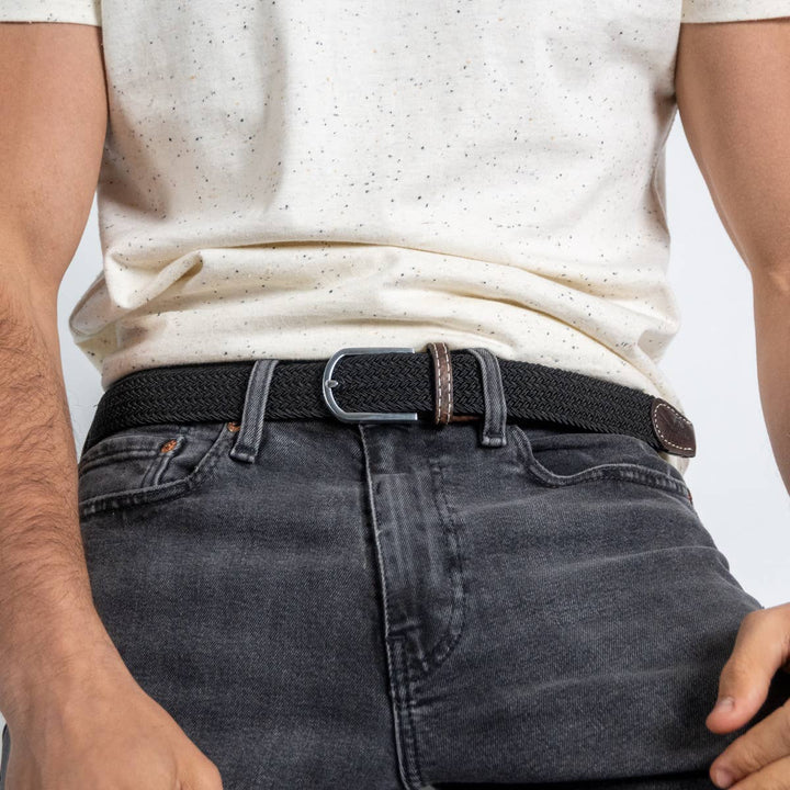 BILLYBELT Black Licorice Woven Elastic Belt - Elastisk Komfort Bælte - Bælte fra Billybelt hos The Prince Webshop