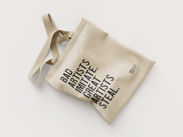 Banksy's Graffiti Mini Tote Bag - Bad Artists Imitate - Bags from URBAN.ITY at The Prince Webshop