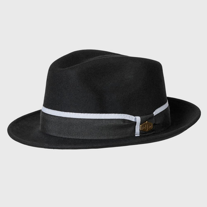 MJM Alberto Fedora Hat - Sort Uldfilt - Waterproof & Crushable - Fedora Hat fra MJM Hats hos The Prince Webshop