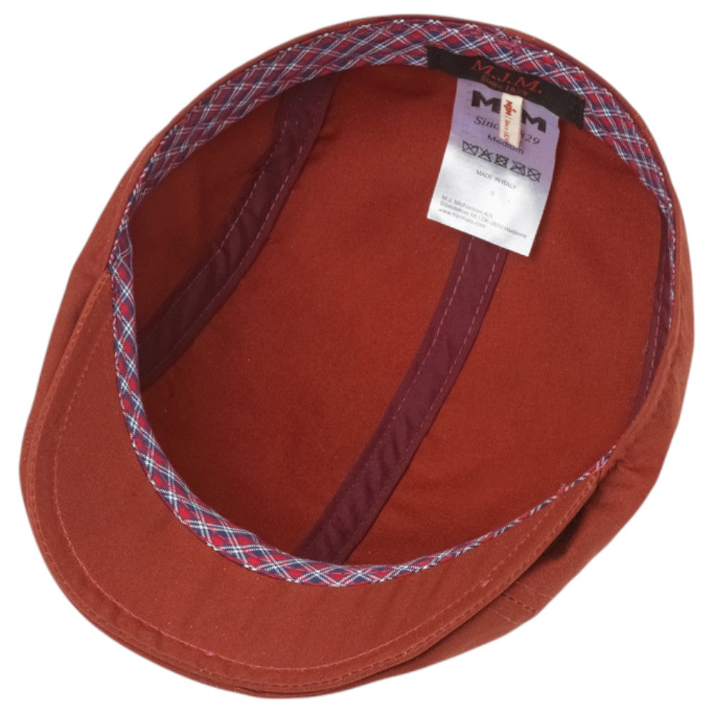 MJM Daffy 3 Staywax - Red Oilskin Sixpence - Flat Cap from MJM Hats at The Prince Webshop