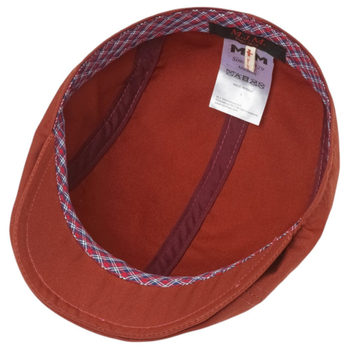 MJM Daffy 3 Staywax - Red Oilskin Sixpence - Flat Cap from MJM Hats at The Prince Webshop
