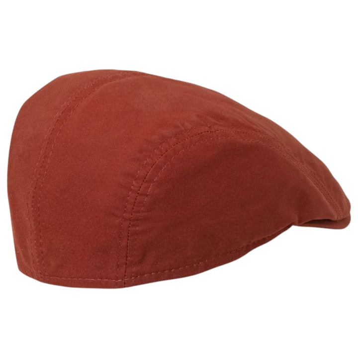 MJM Daffy 3 Staywax - Red Oilskin Sixpence - Flat Cap from MJM Hats at The Prince Webshop