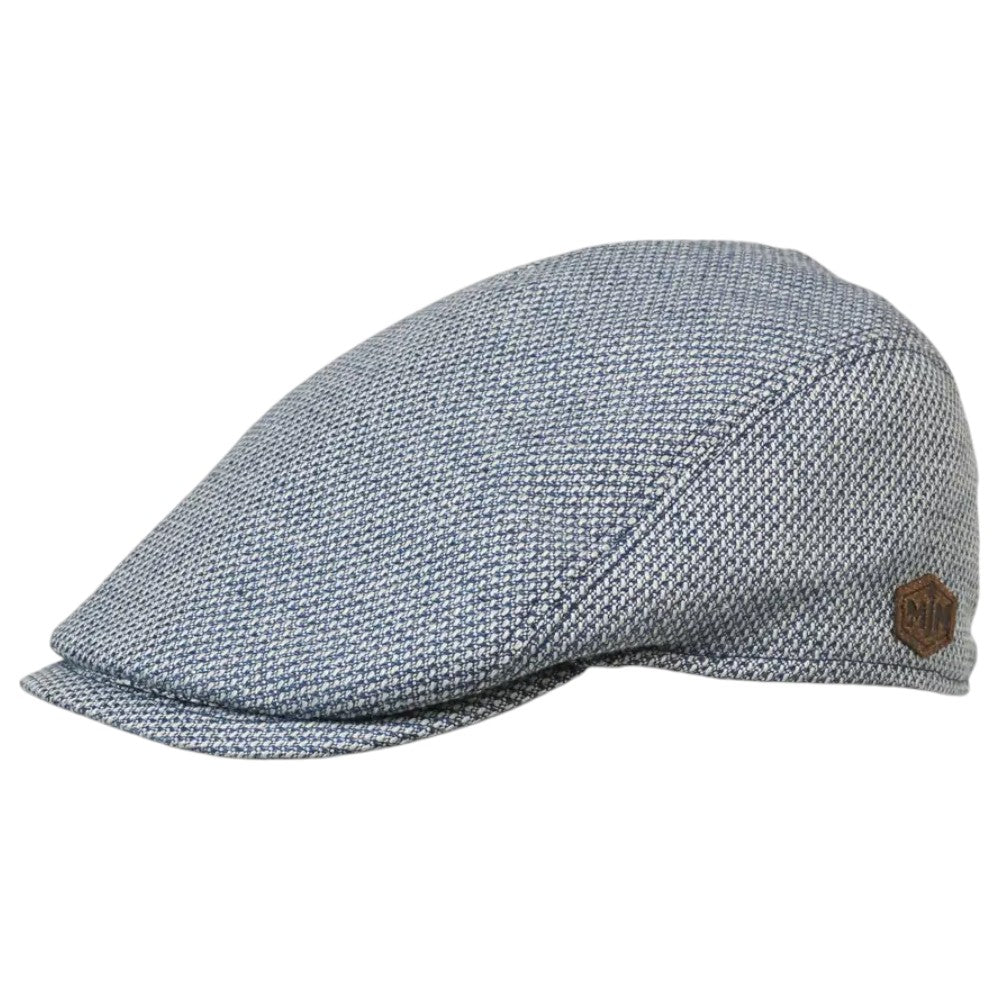 MJM Driver Cap 51 - Light Blue Check Linen Mix - Flat Cap from MJM Hats at The Prince Webshop