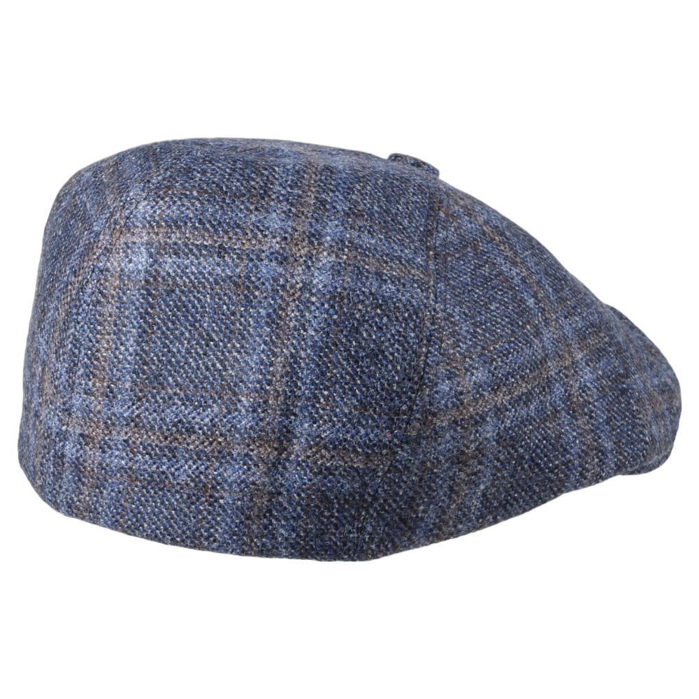 MJM Rebel 32 Virgin Wool Blue Check Sixpence - Flat Cap fra MJM Hats hos The Prince Webshop