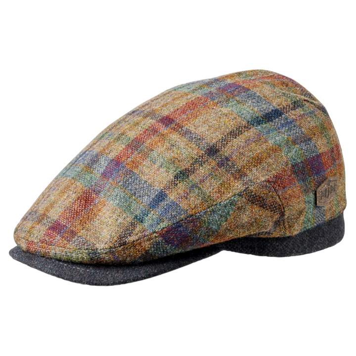 MJM Jordan 32 Virgin Wool Beige Check Sixpence - Flat Cap from MJM Hats at The Prince Webshop
