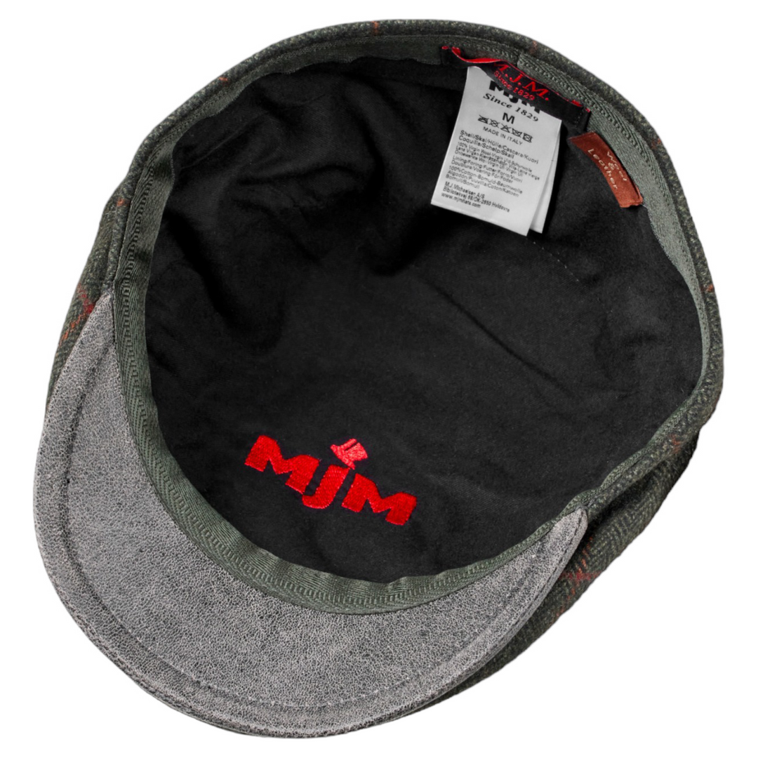 MJM Jordan 32 Virgin Wool Green Herringbone Sixpence - Flat Cap fra MJM Hats hos The Prince Webshop