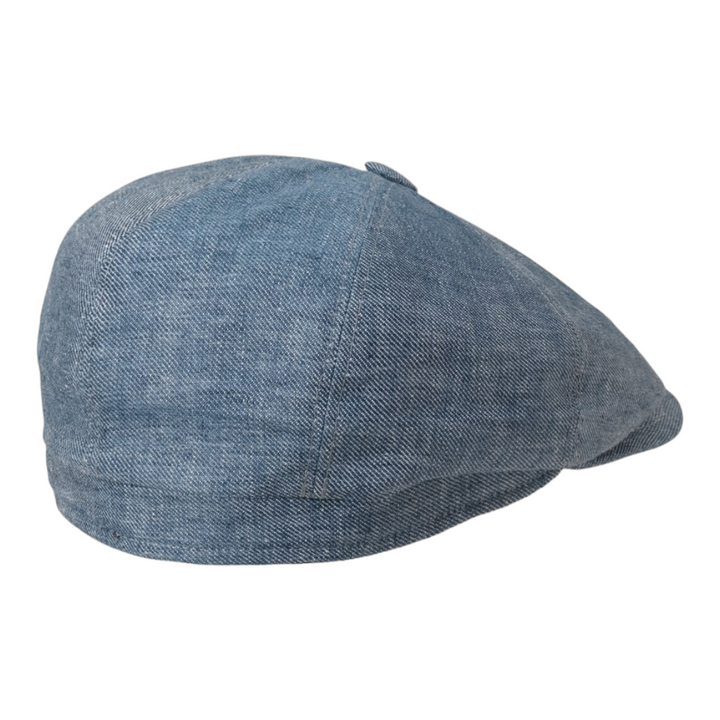 MJM Montreal Blue Linen 8-Panel Sixpence - Flat Cap from MJM Hats at The Prince Webshop
