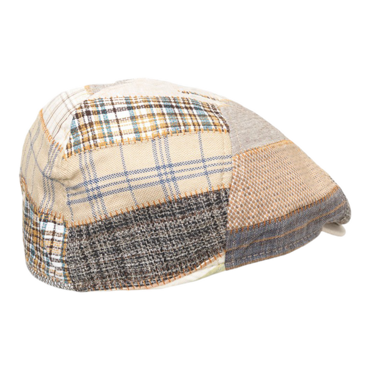 MJM Rebel Sixpence - Linen Beige Patchwork - Flat Cap fra MJM Hats hos The Prince Webshop