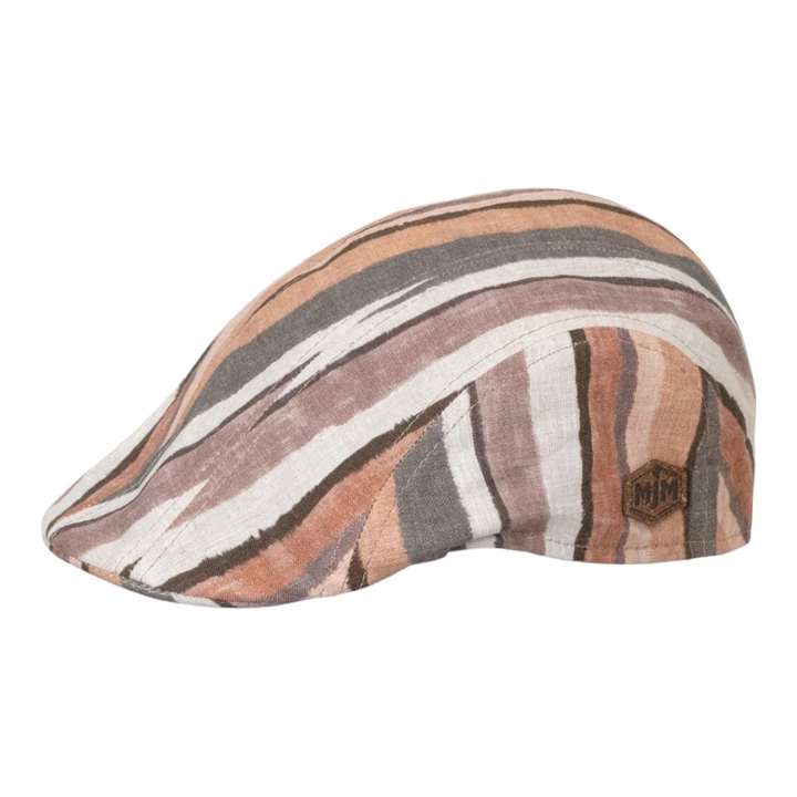 MJM Maddy Linen Beige Stripe Flat Cap - Flat Cap fra MJM Hats hos The Prince Webshop