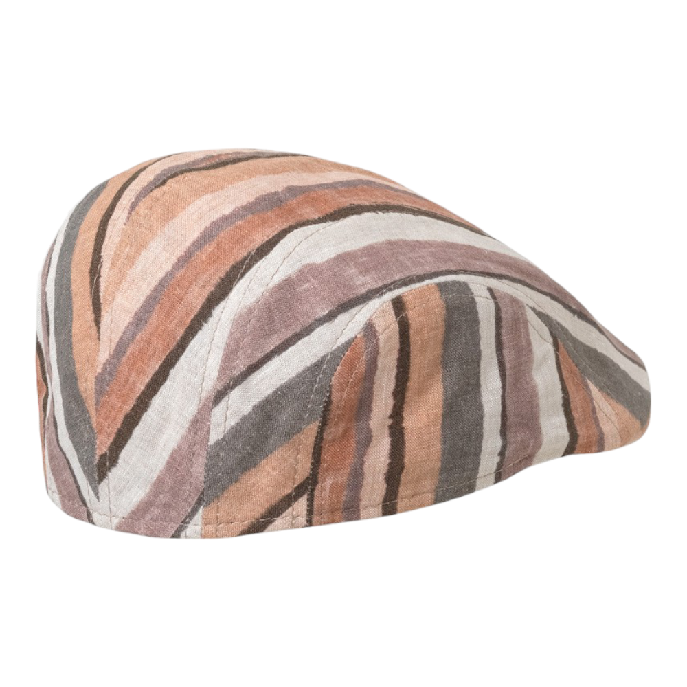 MJM Maddy 41 Linen Beige Stripe Sixpence - Flat Cap from MJM Hats at The Prince Webshop