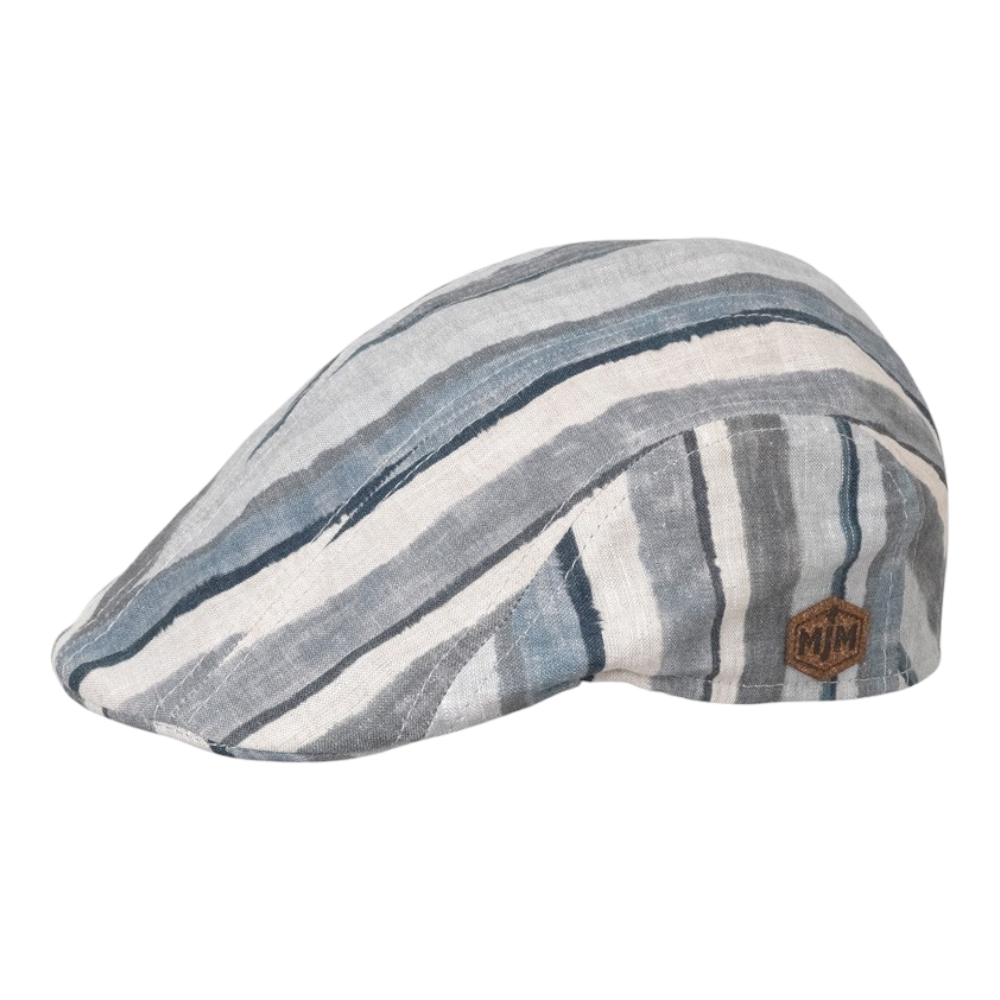 MJM Maddy Linen Blue Stripe Flat Cap - Flat Cap fra MJM Hats hos The Prince Webshop