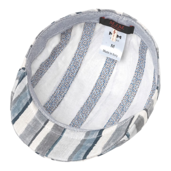 MJM Maddy Linen Blue Stripe Flat Cap - Flat Cap fra MJM Hats hos The Prince Webshop