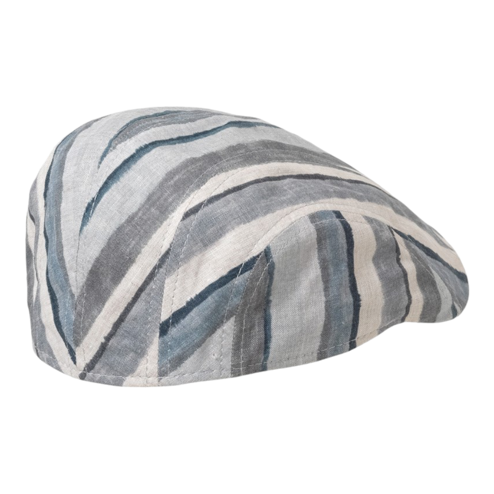 MJM Maddy Linen Blue Stripe Flat Cap - Flat Cap fra MJM Hats hos The Prince Webshop