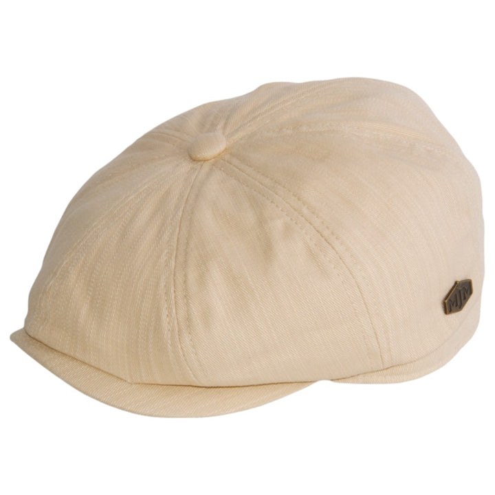 MJM Peeky Summer Flat Cap - Beige Cotton Sixpence - Flat Cap from MJM Hats at The Prince Webshop