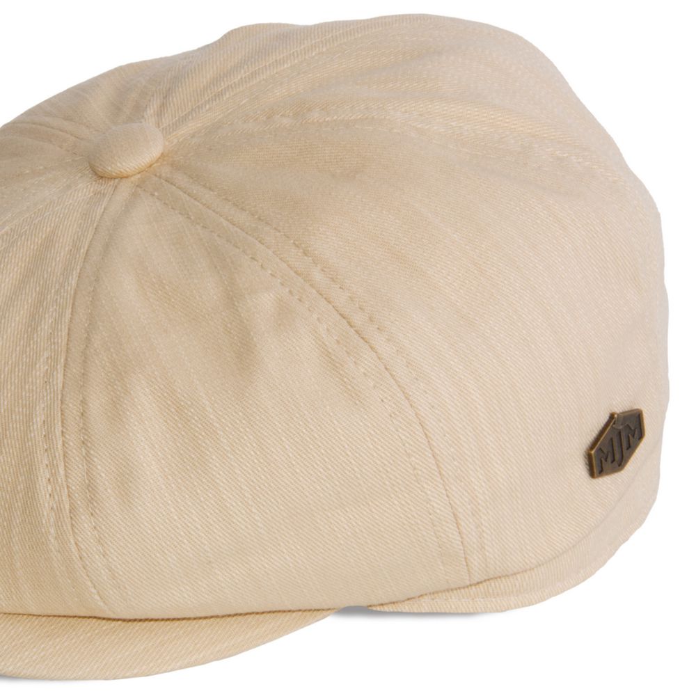 MJM Peeky Summer Flat Cap - Beige Cotton Sixpence - Flat Cap from MJM Hats at The Prince Webshop