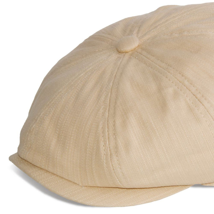 MJM Peeky Summer Flat Cap - Beige Cotton Sixpence - Flat Cap from MJM Hats at The Prince Webshop