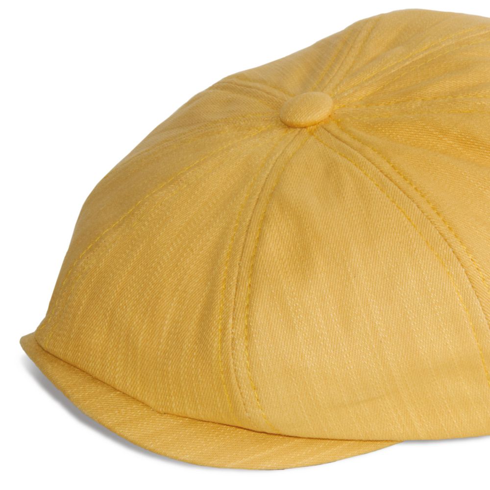 MJM Peeky Summer Flat Cap - Gul Bomulds Sixpence - Flat Cap fra MJM Hats hos The Prince Webshop