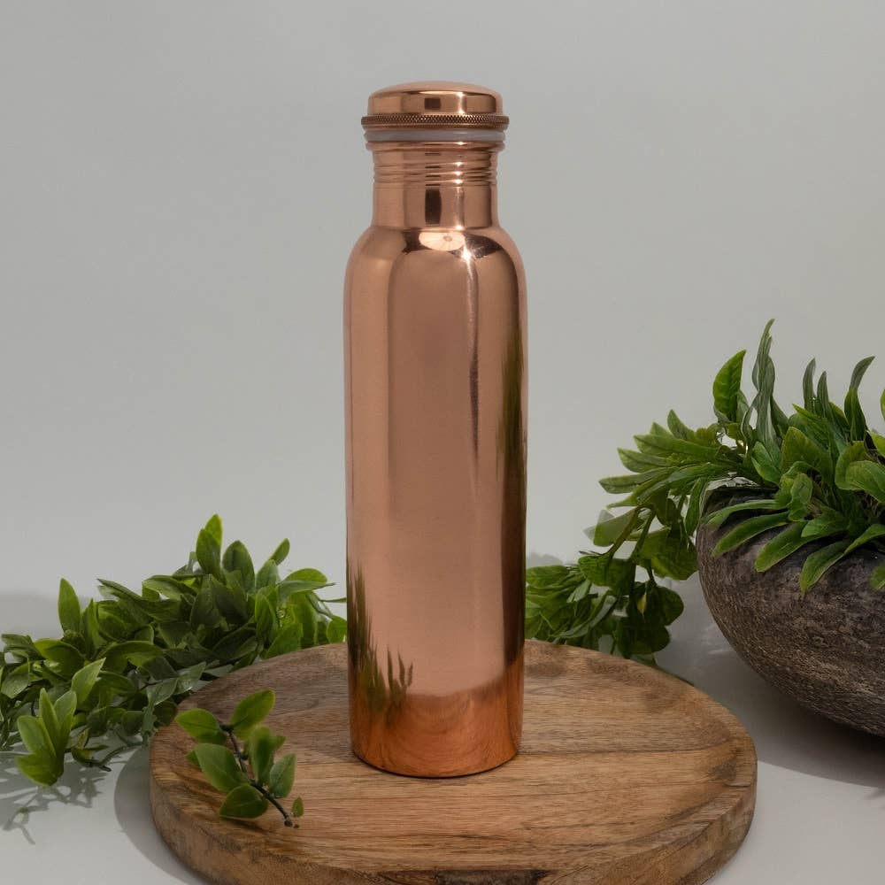 Ren kobber vandflaske glat poleret ± 950 ml (tung) - Drikke Flaske fra Ayurveda Specialist B.V. hos The Prince Webshop