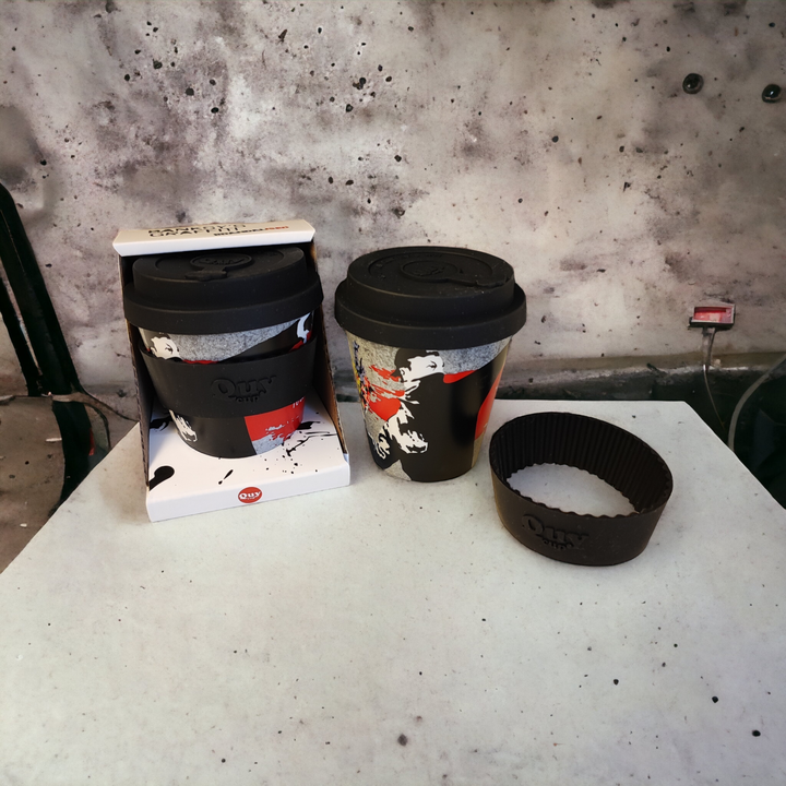 Banksy Travel Cup in RPET 230 ml - The Flower Thrower - Mug from URBAN.ITY at The Prince Webshop