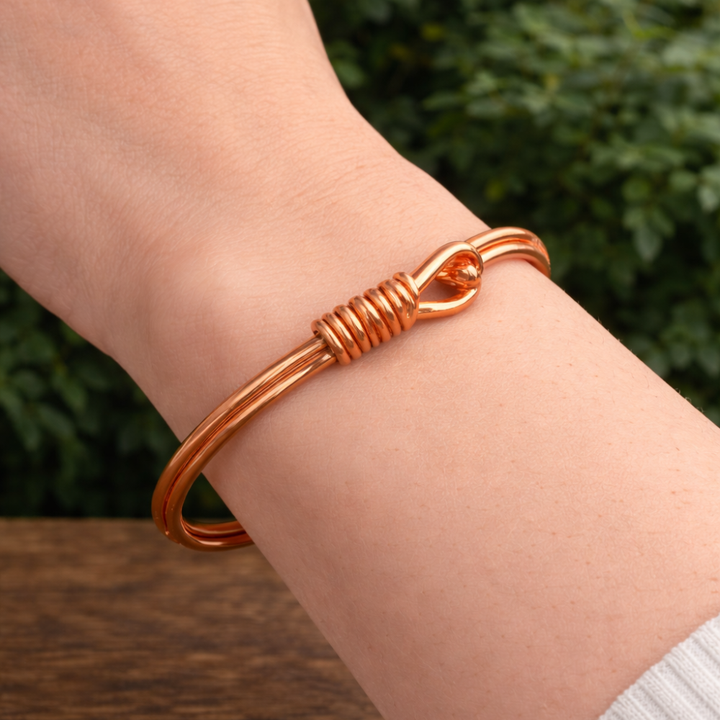 Kobber klemmearmbånd med krog-lukning til herrer - Armbånd fra Ayurveda Specialist B.V. hos The Prince Webshop